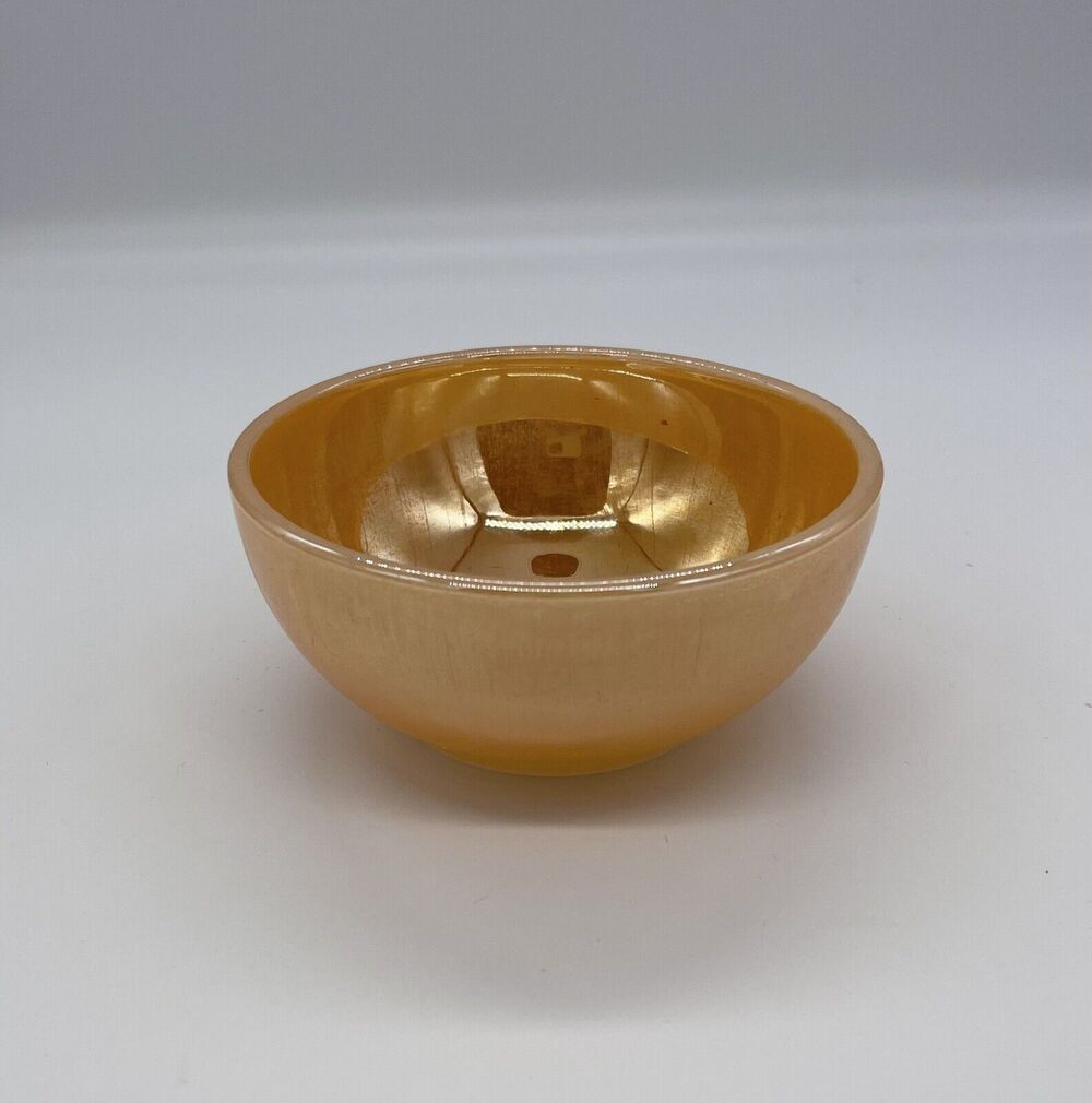 Vintage Fire King Orange Peach Luster Iridescent Bowl